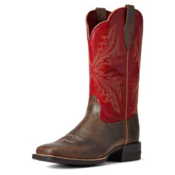 'Ariat' Women's West Bound Square Toe - Sable / Red -Ariat S22 WMS WEST 10040287 3 4 front 1024x1024@2x