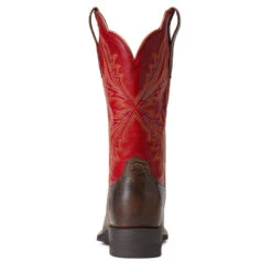 'Ariat' Women's West Bound Square Toe - Sable / Red -Ariat S22 WMS WEST 10040287 heel 1024x1024@2x