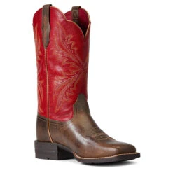 'Ariat' Women's West Bound Square Toe - Sable / Red -Ariat S22 WMS WEST 10040287 medial 1024x1024@2x